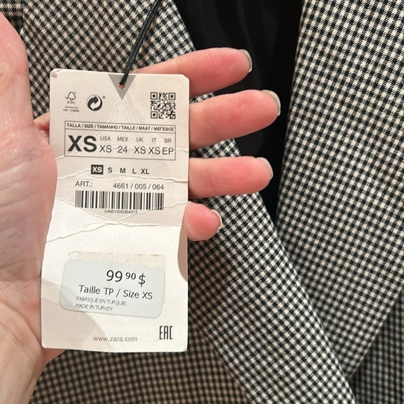 NWT ZARA xs plaid oversized blazer - Picture 8 of 12